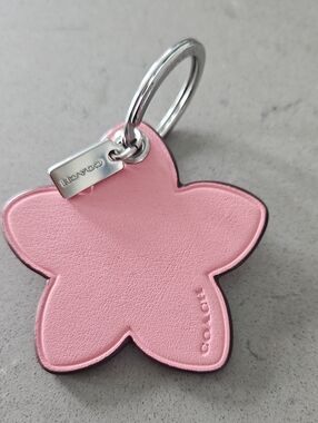 COACH flower pink leather bag charm/keychain